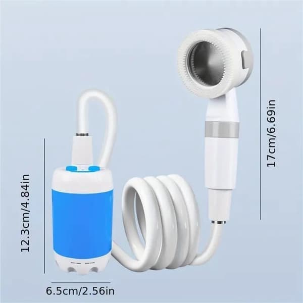 Shower pump with rechargeable, portable shower for camping, massage shower pump