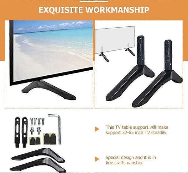 Universal TV Stand for 32-65 inch Flat Screen TVs, Height Adjustable Steel Table Top Base, Compatible with Major Brands