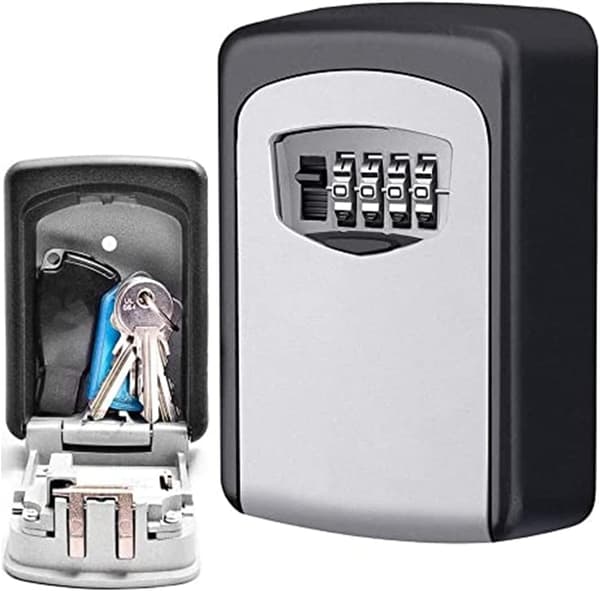 Wall Mounted Key Box with 4-Digit Code, 5 Keys Security Storage Key Holder B