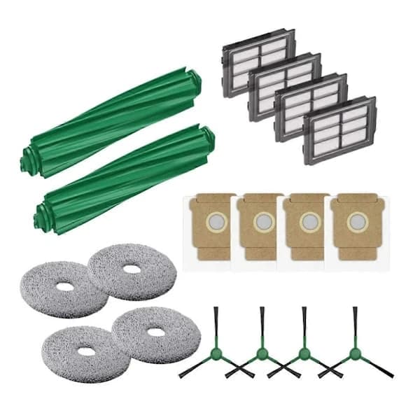 Reservedele til Plus 505/405 Combo Robotstøvsuger, 2 hovedbørster, 4 filtre, 4 mopper, 4 sidebørster, 4 D