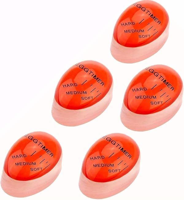 5-pack Egg Timer, Heat Sensitive, Hard, Medium, Soft Boiled, Color Changing, Reusable