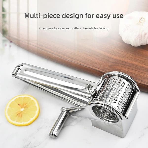 Manual cheese grater with razor-sharp blades and ergonomic handle for perfect grating results - Easy to use and clean silver_yux silver silver A