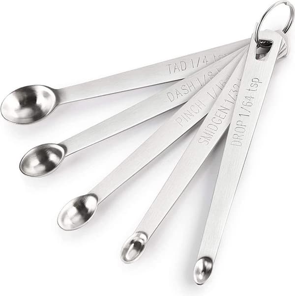 Measuring Spoon Set in Stainless Steel, 5 Pieces with Scale, Baking Utensils, Durable Kitchen Tool