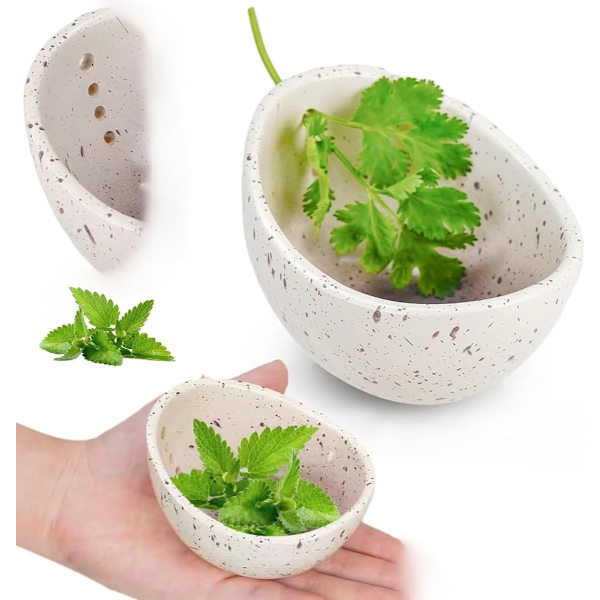 Herb Stripping Bowl, Ceramic Stripping Cup, Various Holes, Handmade Kitchen Utensil, White