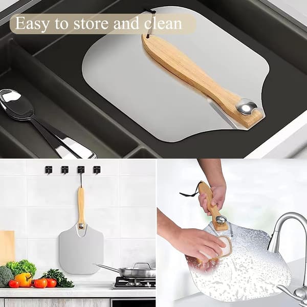 Pizzaspade 30 cm, Pizzaspade med Stor Aluminiumoverflade, Mere Stabil, Professionel Foldbar Pizzaspade
