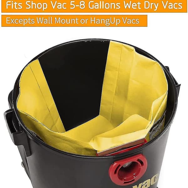 5 st dammsugarpåsar kompatibla med Shopvac 5-8 gallons dammsugare