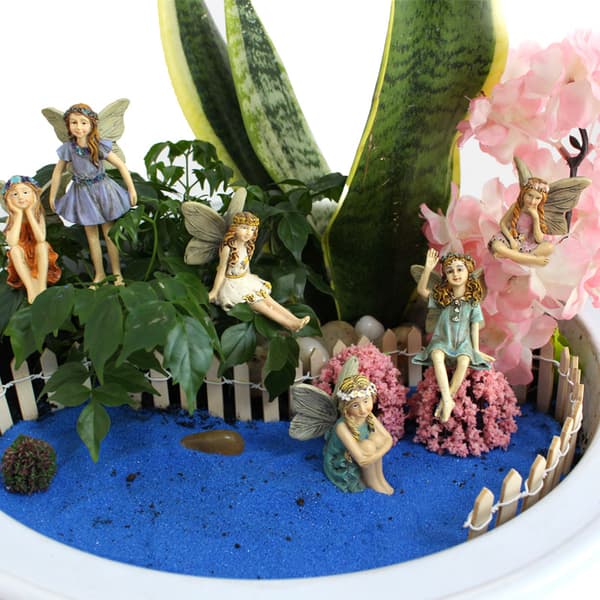 6 stykker harpiks blomsterfe-plug-in havefe-statue mic