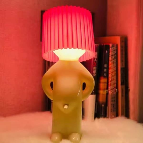 Creative Lamp Naughty Boy Shy Man Small Night Light Home Decor EU Plug Dd.-FA6- Red Red