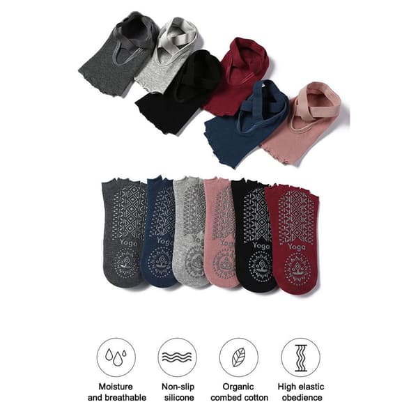 Women's Toe Socks, Non-Slip Five-Toe Socks for Black + Red + Pink + Grey KLB