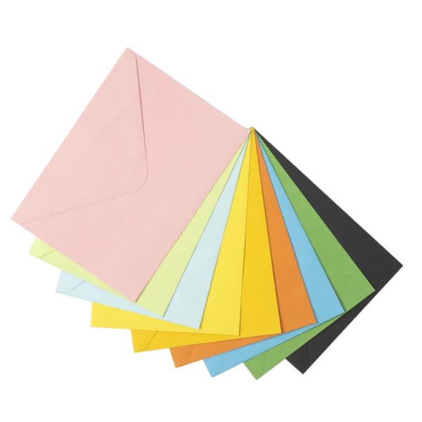 Pakke med 120 farverige minikonvolutter, 12 farver 10,2x7CM