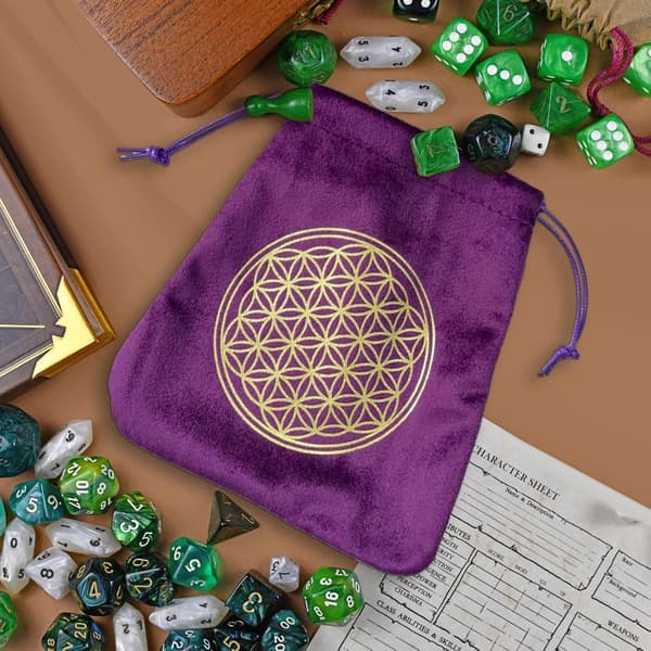 Tarot-lomme | blød Tarotkort opbevaringspose terninger lilla livets blomst Lila Blume des Lebens