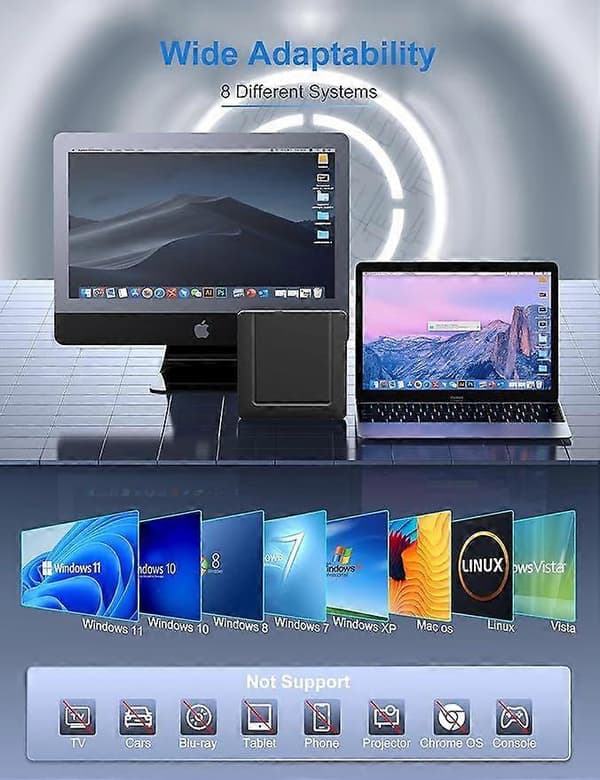 Ekstern CD DVD-drev, Ultra-slank CD DVD-brænder Eksternt drev med USB 3.0 og USB-C, Bærbart CD/DVD/-RW/ROM-drev til PC/Laptop/Windows 11/10/8/7/X
