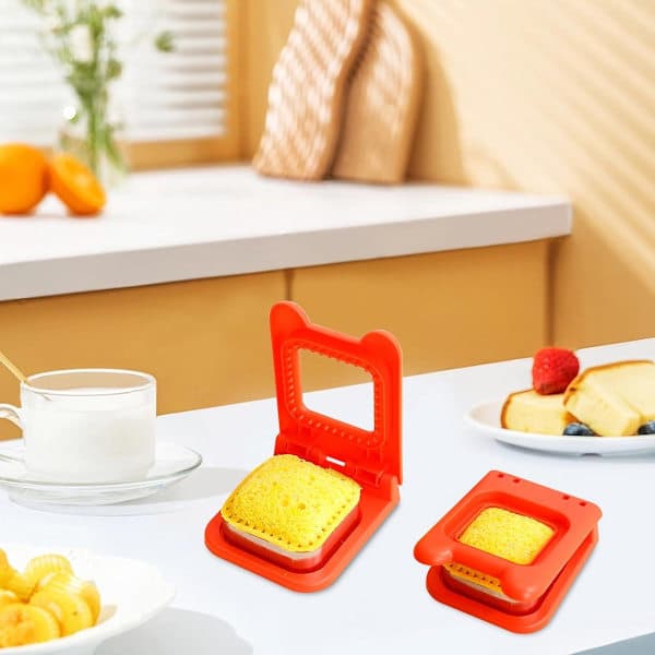 Bakeformsett, Firkantet Sandwichbrødristekutter, Søt Frokostsandwichkutter i Rustfritt Stål for Matboks, Paier