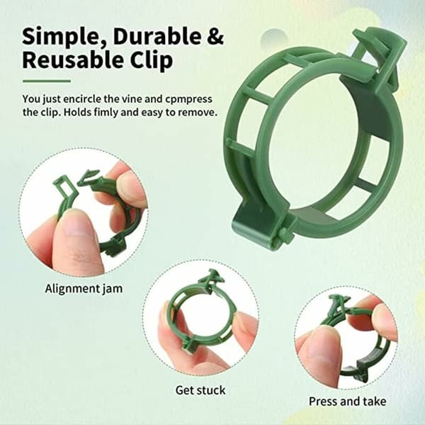 Plant Support Clips for Climbing Vegetables Tomato Plants 100 Pcs Green 2.5 cm
