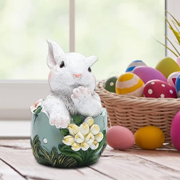 Resin Decorations - Easter Bunny Figurines Cute Modern Easter Statues Table Sculpture