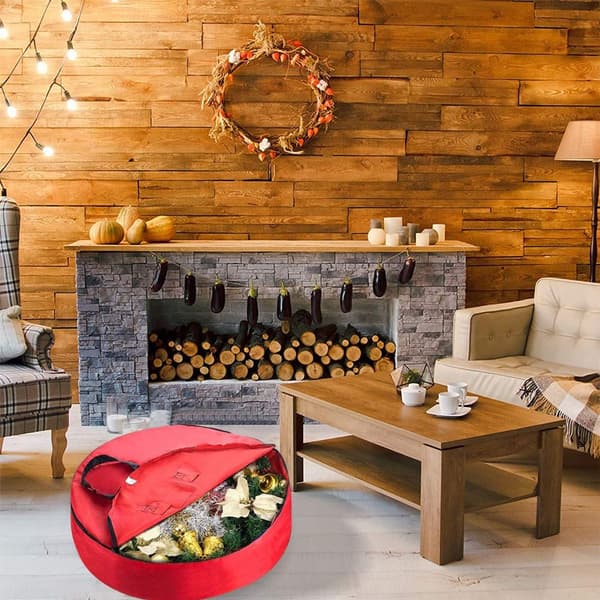 Christmas Wreath Storage Bag with Handles, Red KLB