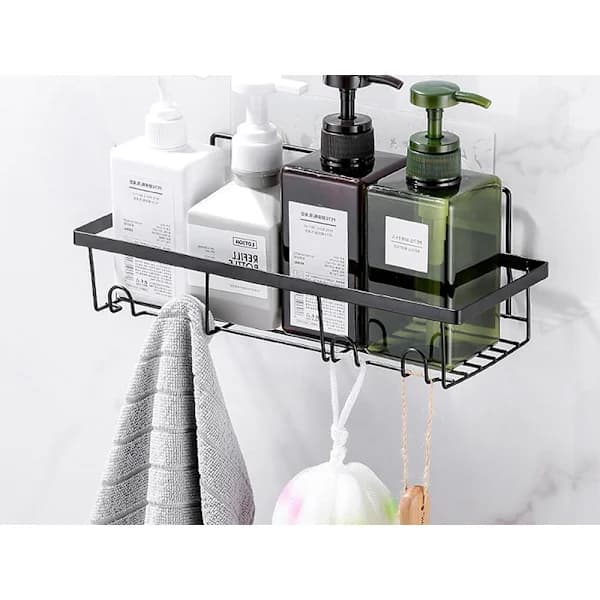 Loft-kylpyhuoneen suihkuhylly, ripustettava, 4 koukulla