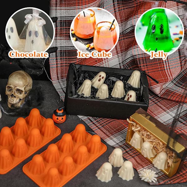 Kamehameha Ghost silikoneform, 2 sæt spøgelse chokolade silikoneforme, velegnet til gelé, chokolade, slik og vingummi.
