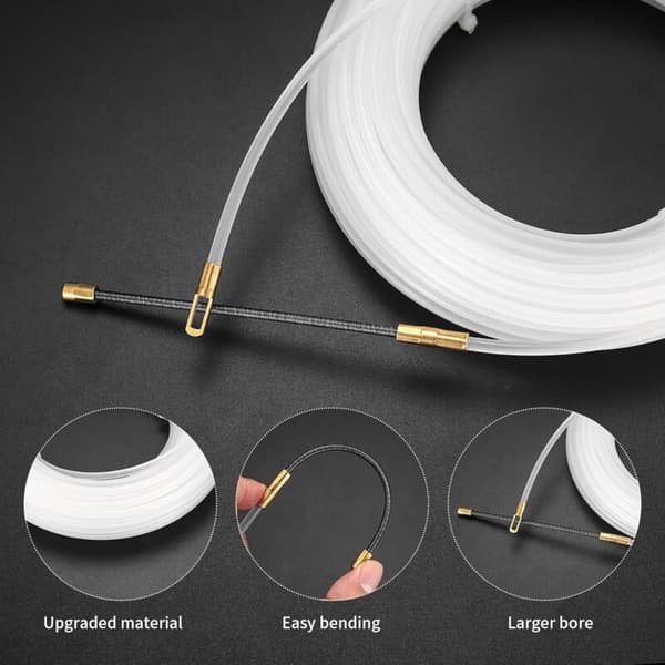 Electric Cable Puller Nylon Needle with Flexible Guide Head, Pull Loop Cable Pulling Aid, Empty Tubes Ø4 mm, 30m Transparent