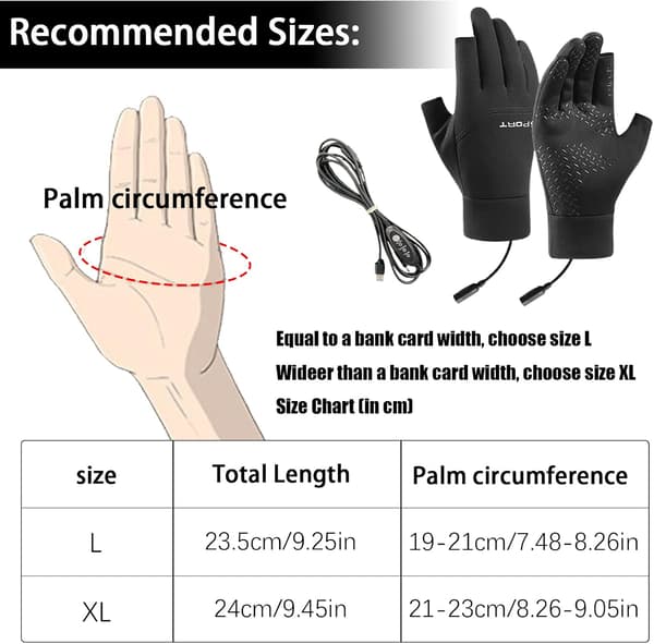 opvarmede handsker - ski unisex til sort XL Schwarz XL