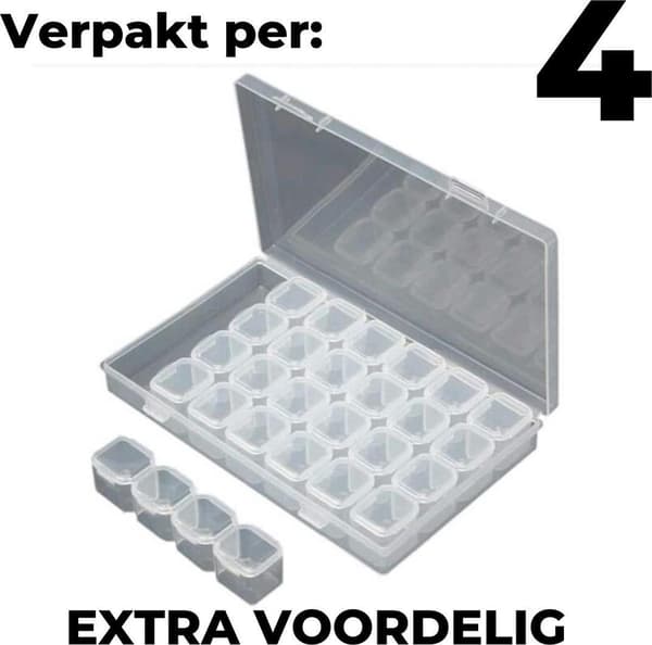 4 x - Diamond Painting Storage Box 28 Compartments - Diamond Painting Sorting Box