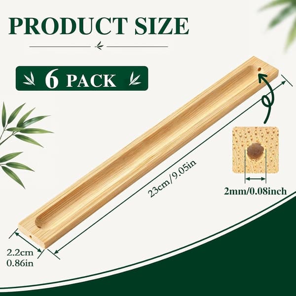 Røkelsespinneholder for røkelsespinner, 23 cm, 6 stk, natur -