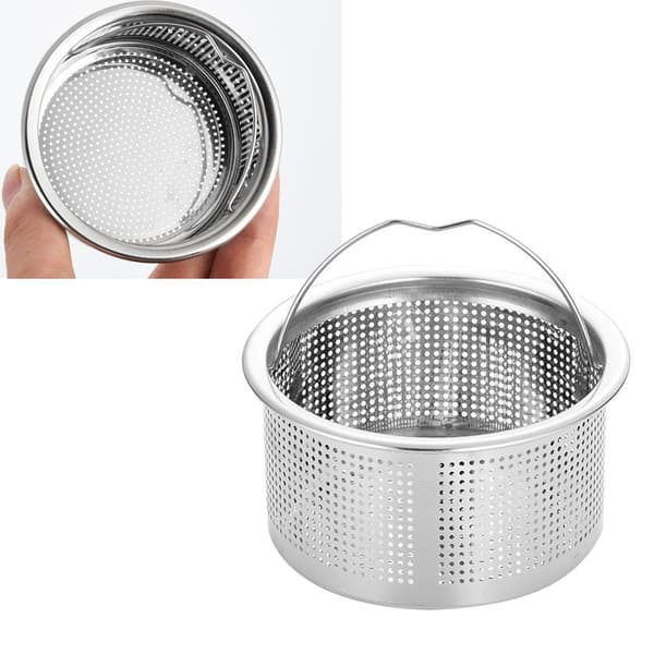 Sink Strainer with Handle 304 Stainless Steel Sink Drain Deep Cup Basket Strainer 3in Outer Diameter