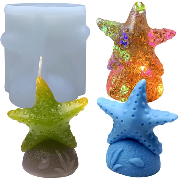 Søstjerne Lysform, Havtema Silikoneforme til Voksharpiksstøbning, DIY Sæbe Ler Gips Håndværk, Strandstil Boligindretning Starfish