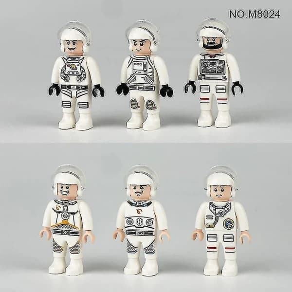 Rumastronaut Byggeklodser Minifigur Legetøj Samlelegetøj 6 stk