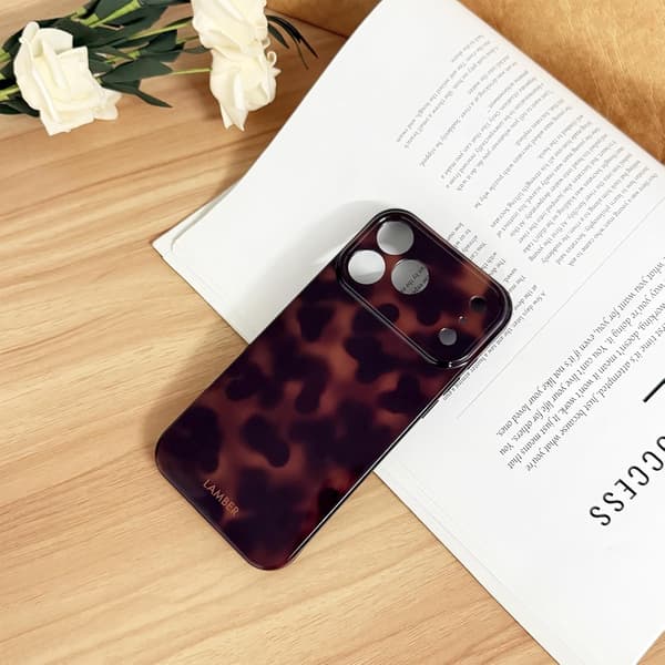 Cute Phone Case for iPhone 17 Pro Max Shell Turtle Pattern Leopard Full Camera Protection Slim Shockproof Cool Trendy Aesthetic-Brown Amber