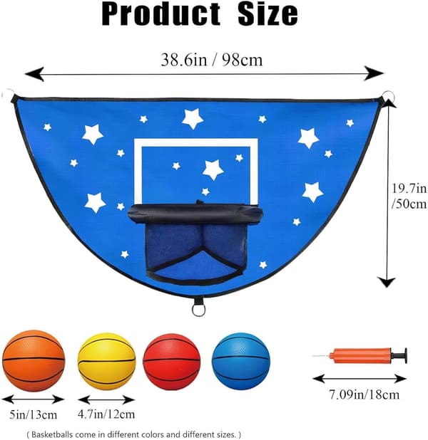 Basketballpanel for Trampolin sett fra Dunk blå - blau