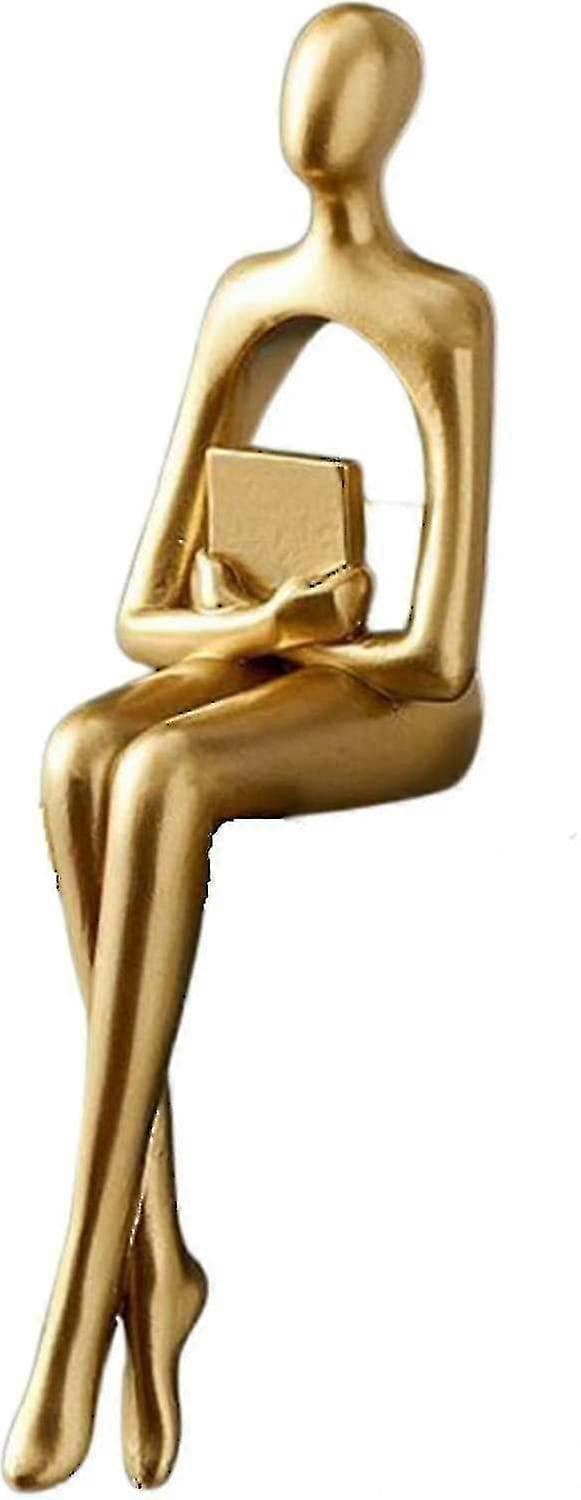 Gylne Abstrakte Hyllefigurer, Abstrakt Mannstatue Samling Utskåret Kunst Action Statue Ornament Pynt For Studierom Kontor