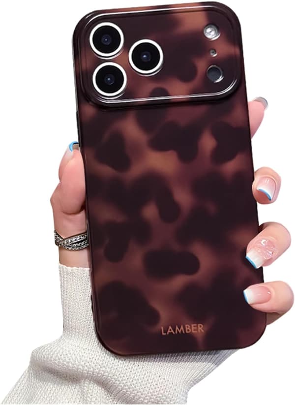 Cute Phone Case for iPhone 17 Pro Max Shell Turtle Pattern Leopard Full Camera Protection Slim Shockproof Cool Trendy Aesthetic-Brown Amber