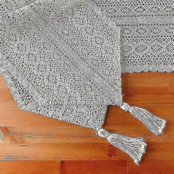Naturlig hamparep vävd bordslöpare chenille patchwork duk 30x160cm