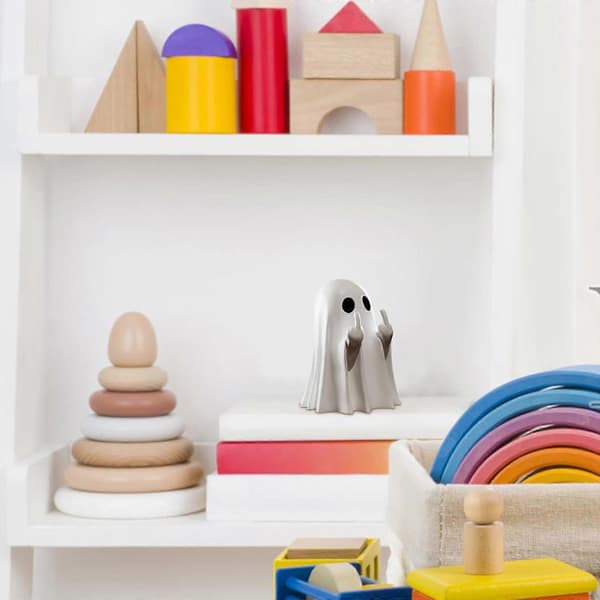 Cute Ghost Statue with Middle Finger - Halloween Home Decoration