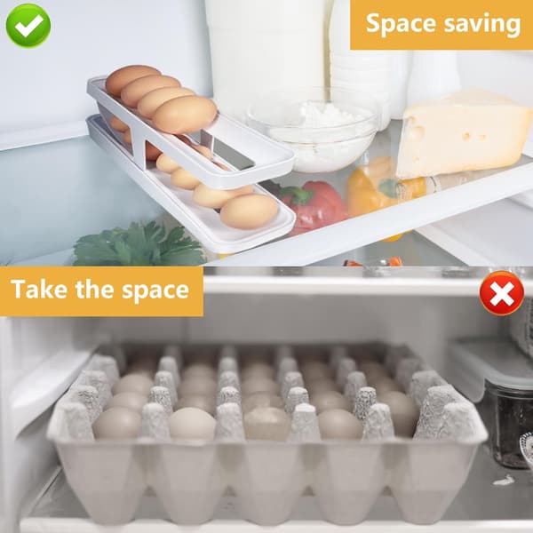 Rolling Egg Tray Egg Holder 2 Layers Rolling Egg Dispenser Automatic Rolling Egg Storage Container Suitable for Kitchen Refrigerator Countertop