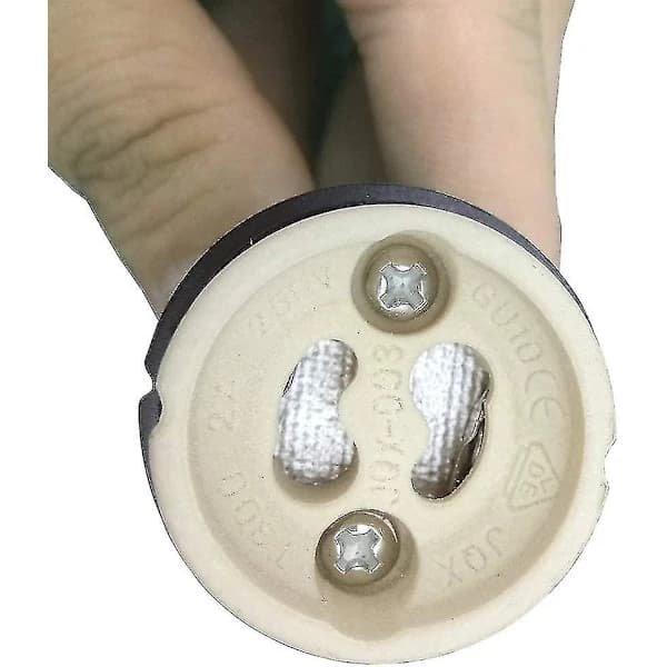 (6-pack) GU10 Lamp Holder Ceramic Base and Terminal Block/Bridge with Cable and Insulation Protection - Bulb Socket Connector Adapter for LED and Halogen