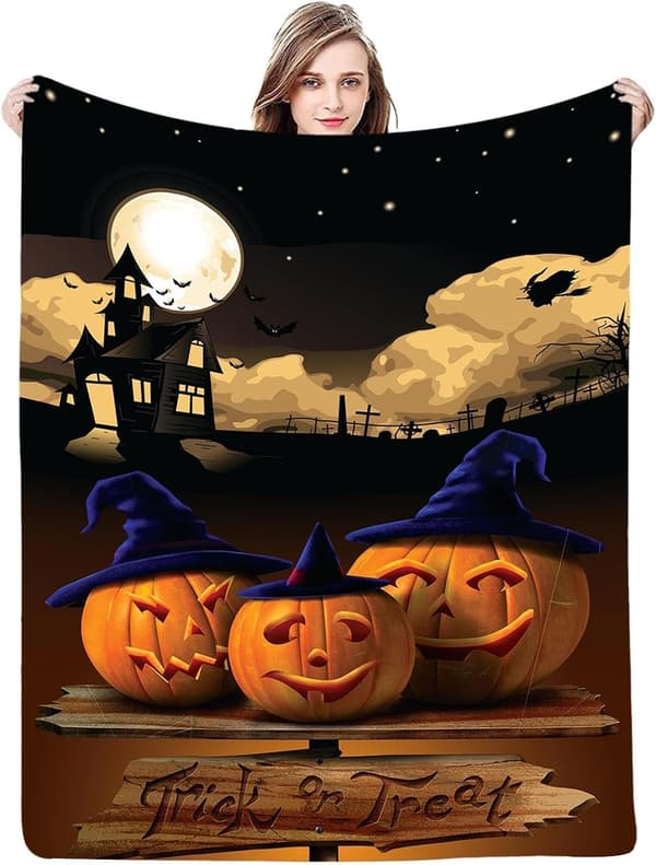 Halloween koseteppe 100x150 cm flanell varmeteppe sofadekorasjon stil 5 - Stil 5
