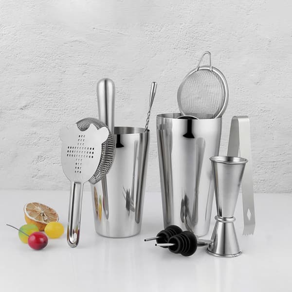 Cocktailset i rostfritt stål – 10-delars boston shaker kit
