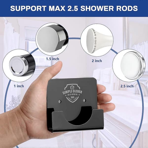Clear Acrylic Shower Rod Holder No Drilling Wall Mounted Lightweight Durable Bathroom Accessory Adjustable Fit