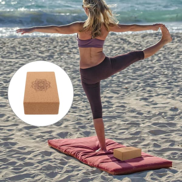 yogablock av kork för träning, stretching och kroppsavslappning -