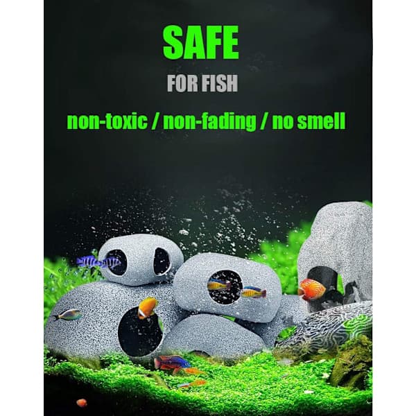 Aquarium Rocks for Fish to Play, Hide, and Rest On, Small Ceramic De