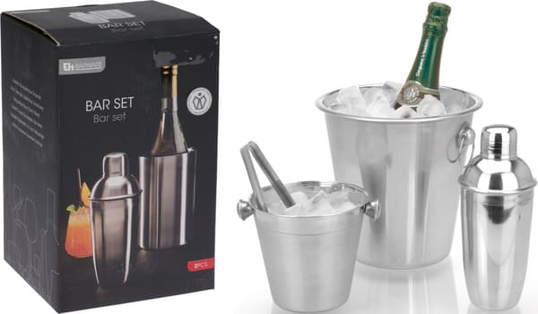 Baarimikkosetti 4 osaa Ruostumaton teräs Silver silver