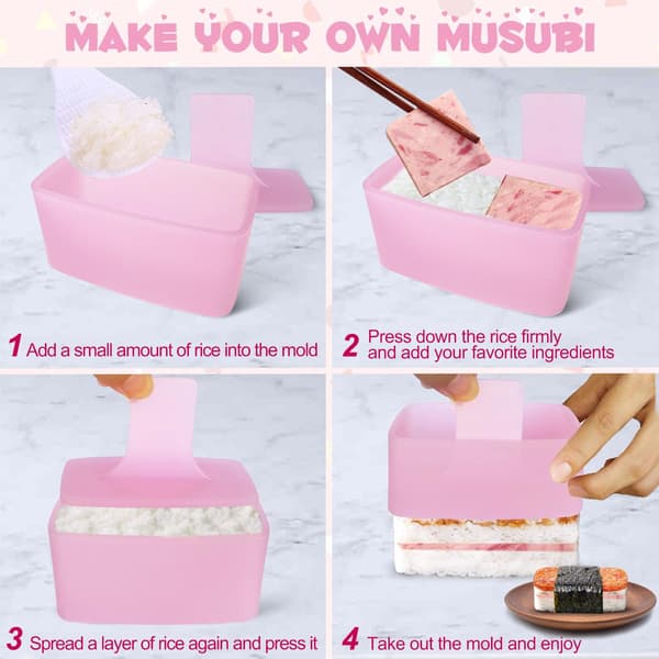 Form, Risform Musubi Maker Kit, Non-Stick Spam Musubi Maker Press, Klassisk Triangel Risbollsform Maker Sushiform för Barn Lunch Bento och Hem DIY
