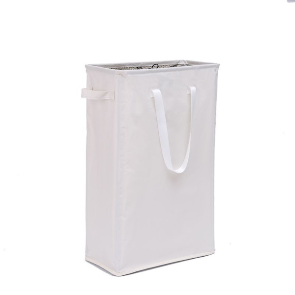 45L Laundry Baskets with Handles (Beige), Foldable Slim Laundry Hamper Rectangular Oxford Fabric Laundry Bag Laundry Baskets Bathroom Storage Bag 39x19x60CM
