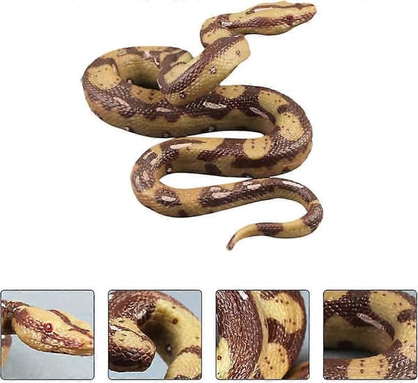 Realistic Toy Snake High Simulation Rubber Pretend Snake Toy Python Model Toy for Garden Props and Halloween Tricky Scary Prank