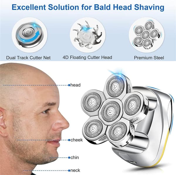 Electric Shavers for Men, 6 in 1 Electric Shavers for Bald Men Rechargeable