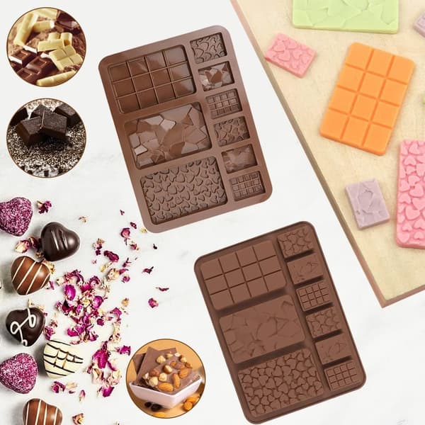 Stykker Chokoladebarform, 20,4x15cm Knæk-Af Chokoladeform, Silikone Chokoladebarform
