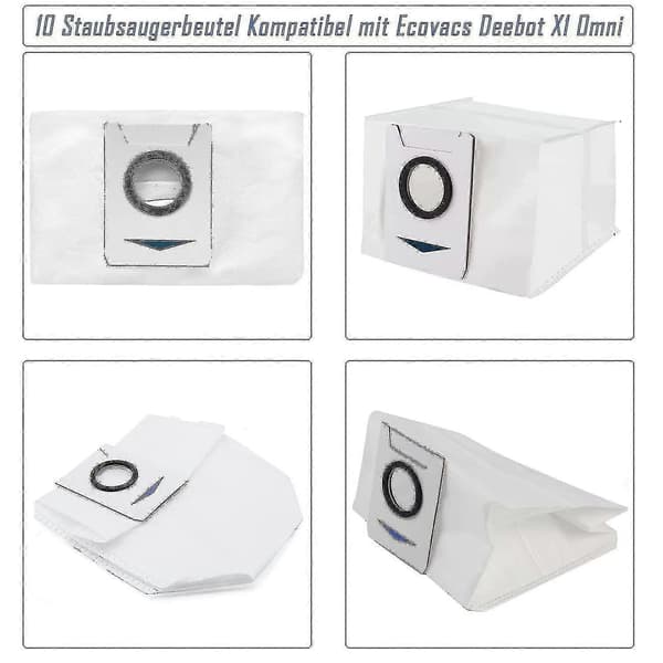 10-pack dammsugarpåsar för Ecovacs Deebot X1 Omni sugstation, R