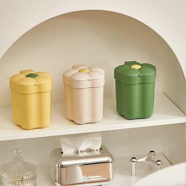 Small Trash Can with Lid, Prevents Odors, Easy to Clean, Reusable, 1 Set [DB]
